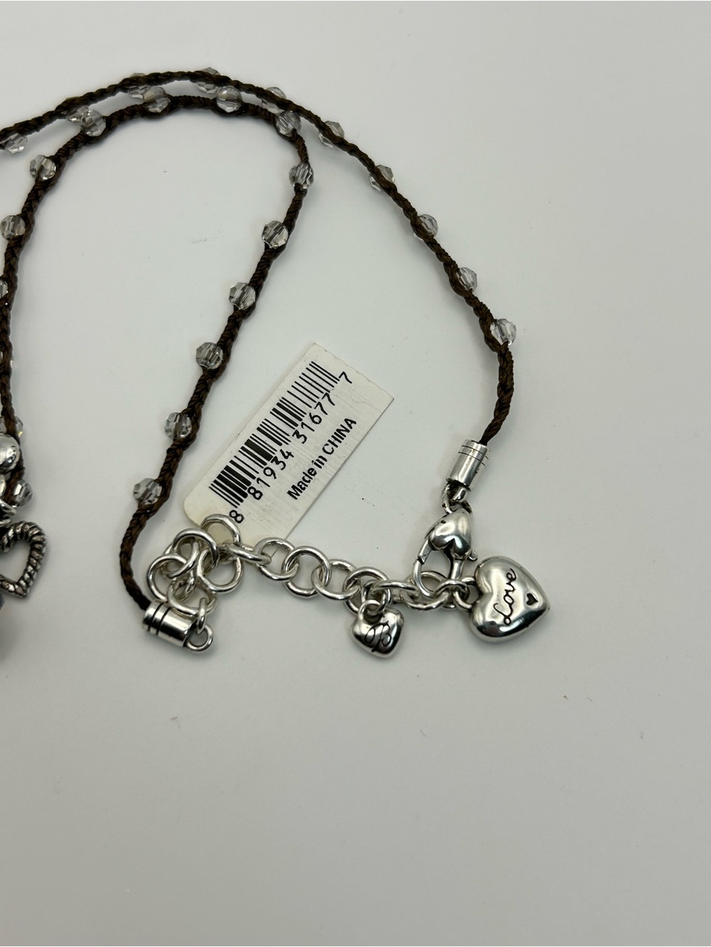 Brighton Karma Cross Necklace Brown Beaded Cord Smoky Gray Crystal Cross J45372 - Picture 12 of 14